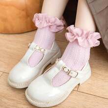 Halloween EssentialsGirls Ruffle Socks Cute Knit Cotton Frilly Lace Newborn Infant Toddler Dress Socks Girls Boys - Blue - View 2
