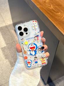 Doraemon Fundas para teléfono compatibles con la serie Galaxy S25, la serie Galaxy, la serie Galaxy A, adecuadas para el 16 Pro Max de Apple, cubiertas protectoras para el 15 Pro Max, fundas protectoras transparentes para el 15 con estampado de puntada, cubiertas oficiales con licencia con airbag antichoque y antideslizante compatibles con 11, 12, 13, 14, 15 de Apple.