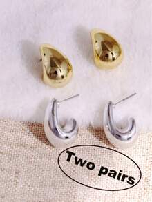 4件套时尚水滴形耳环，适合女性日常佩戴 - 兩對水滴耳環 - 查看 6