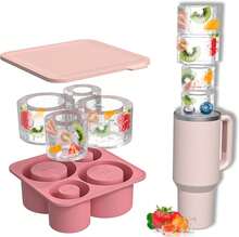 4-In-1 Silicone Ice Cube Tray – Multi-Size Ice Mold For Every Drink – Easy-Release, No-Spill Design – Keeps Drinks Cold Longer –  & Durable – Pink,7798478 - 粉色 - 查看 2