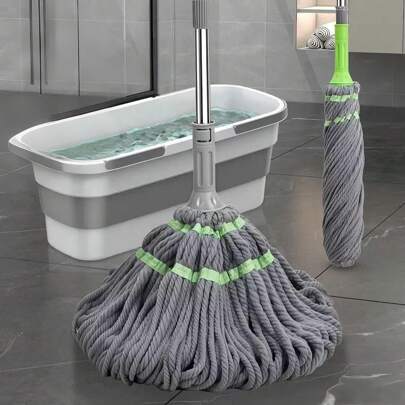 1pc Hand Wash Free Automatic Wringing Mop Multifunctional Wet Dry Dual-Use Rotating Mop Floor, Slouchy Mop Hand Wash Free, Rotating Mop Cloth, Mop Cloth Replacement, Mop Set - Suitable For Living Room, Bedroom, Kitchen And Floor Cleaning