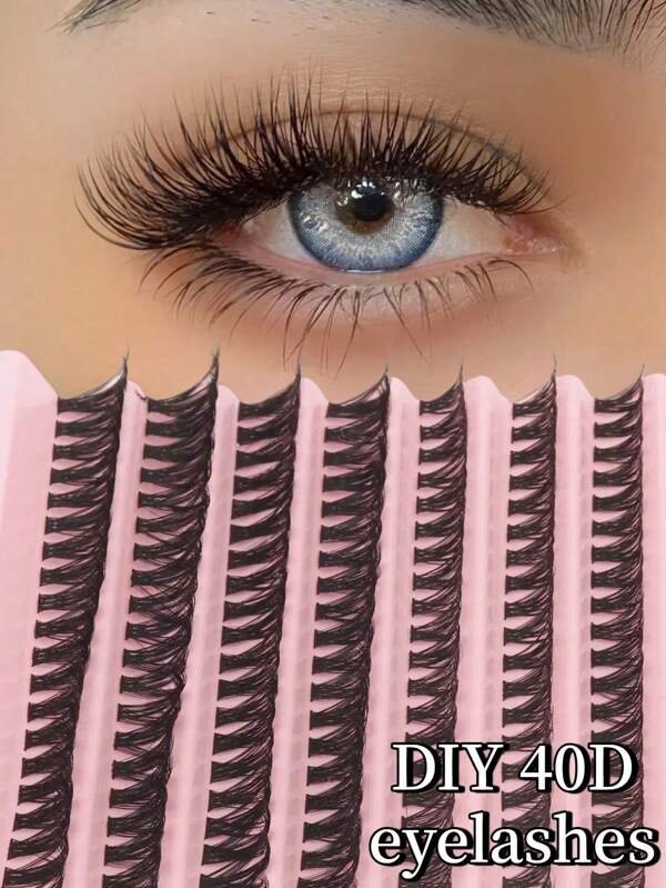 200 Clusters 40D Premium False Eyelashes Set | Russian Cat Eye Style, 10-16mm Professionally Graduated Length | DIY Customizable D Curl Fluffy Voluminous | 5D Sparkling Eyes With 3D Glam Effect | Waterproof & All-Day Comfort Wear | Perfect Holiday Gift, Time-Saving Application, Reusable Lashes, Natural & Thick, Hand-Tied