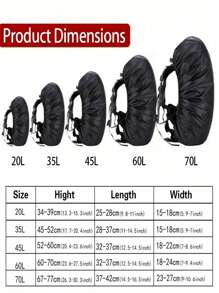 Capa de Chuva para Mochila 15-70L, Capa de Proteção Dobrável e À Prova d'Água para Mochila de Viagem, com Faixa Refletiva, para Acampamento, Caminhada e Montanhismo Ao Ar Livre