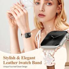 Luxuriöser Lederband-Kompatibel mit Apple Watch Band, dünnes Frauen Armband kompatibel mit Bändern Serie 10/9/8/7/6 5/4/3/SE/2. Generation/Ultra/2 46mm 49mm 45mm 44mm 42mm 40mm 41mm 38mm Armband Smartwatch Zubehör
