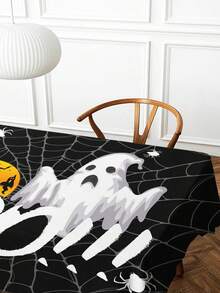 1 pezzo Tovaglia da tavola serie Ognissanti stampata, in poliestere rettangolare e rotonda, impermeabile, stampa digitale, adatta per soggiorno, uso domestico, tavolo da pranzo all'aperto, tavolo rotondo piccolo - Bianco e nero - Visualizzare 10