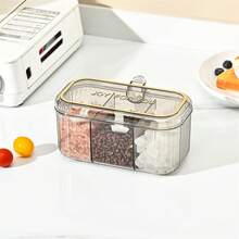 Plastic Seasoning Box With Lid Three-Compartment Design Seasoning Box Kitchen Spice Storage Sank - Transparent - View 2