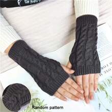 Knitted Fingerless Gloves, Warm Gloves For Autumn/Winter, Acrylic Yarn Gloves With Exposed Fingers, Solid Color Short Gloves Autumn Accessories