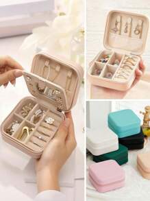 Caja pequeña de almacenamiento de joyas, bolsa de almacenamiento con cremallera, caja de joyas portátil, caja de joyas para viaje, utilizada para anillos, colgantes, aretes, collares, pulseras, cajas de regalo, cajas de regalo para niñas y mujeres, para vacaciones, playa, baño, colección de dormitorio, gran capacidad