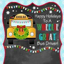 5 buah Kartu Hadiah Natal Sopir Bus, Kartu Hadiah Liburan, Sopir Bus Sekolah "Wheelie Great" - MultiWarna - View 1