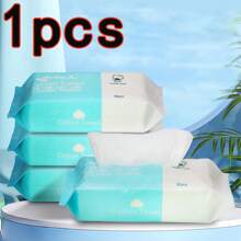 60 片/包高品质洗脸巾，100% 纯棉一次性清洁湿巾 - 厚实、柔软、超强吸水、干湿两用洗脸巾、卸妆棉，适用于个人、家庭、面部清洁、卸妆、护肤、旅行 | 适合所有肤质和敏感肌肤 | 无香精 | 无酒精 | 浴室配件 | 卸妆 - 無花紋 - 查看 2