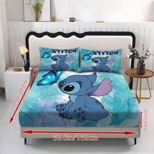 Disney Juego de sábanas de 3 piezas Disney - 1 sábana ajustable, 2 fundas de almohada (1*Sábana ajustable, 2*Fundas de almohada, Sin acolchado), Elegante, suave y cómoda, adecuada para dormitorios familiares, habitaciones de invitados, uso universal en todas las estaciones