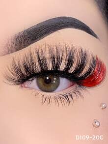 1 Pair Shiny Ombre Faux Mink Eyelashes, Shiny Natural Long And Fluffy, Suitable For Party, Makeup, Cosplay And Other Occasions - Multicolor - View 8