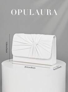 OpulAura Elegant Twist Design Leather Party Clutch, Minimalist High-End Ladies Envelope Handbag, Perfect For Party Girls, Ladies, Brides - Ideal For Parties, Weddings, Galas, Dinners/Banquets, Matching With Formal Dresses, Gowns, Birthday Dresses - White - View 5