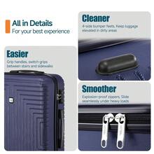 tooluck 5 Piece Luggage Sets ABS+PC Hard Shell Suitcases Travel Packing Box With Wheels TSA Aproved Lock And Carry On Bags Wash Bag Travel Suit Case Set For Men And Women,Blue - Màu xanh lam - Xem 9