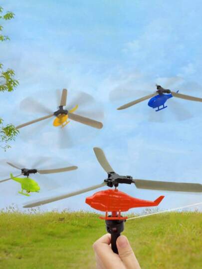 1 set de juguete de avión helicóptero con línea de tracción para exterior, de colores aleatorios, un pequeño avión que vuela, juegos y deportes al aire libre para adolescentes, juguete con agarre y tracción, regalo para Año Nuevo/Halloween/Navidad/Cumpleaños, de plástico, regalo pequeño para fiestas, juguete antiestrés y de descompresión, para actividades interiores y exteriores