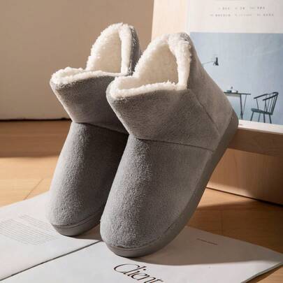 New Autumn/Winter High-Top Thermal Slippers, Couples Style, Closed-Toe, Thermal Lined, Thick Sole, Non-Slip, Indoor/Outdoor Wear, Suitable For Snowfield And Home Use