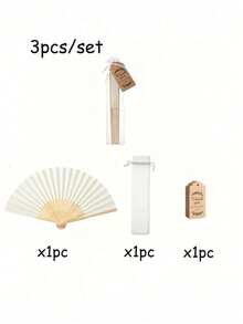3/15/30件套优雅白色折扇，包含感谢卡和礼品袋，新娘竹扇，单身派对婚礼新娘礼物，伴娘竹扇，单身派对拍照道具，伴娘礼物和婚礼装饰，非常适合派对和活动，夏季配饰，女士折扇 - 彩色 - 查看 7
