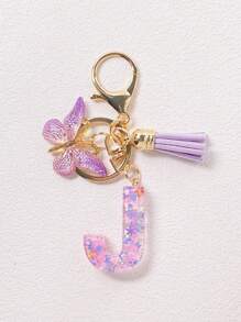 Alphabet Initial Letter Keychain Cute Butterfly Key Chain Ring Purse Bag Backpack Charm Earbud Case Cover Accessories Women Girls Gift Car Accessories Goth Y2k