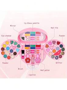 Kindermake-upset voor meisjes met stijlvolle draagtas - Echte, afwasbare make-upset - Kerstmis en verjaardagscadeaus voor uw prinses. Make-up om mee te spelen. De kleurpositie van de accessoires is willekeurig.