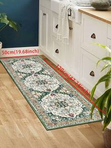 1pc Green Bohemian Style Kitchen Rug, Modern Super Soft Fiber Kitchen Mat, Comfortable Bedside Rug, Hallway Carpet, Stripe Rug, Non-Slip Absorbent Kitchen Mat, Suitable For Floors, Comfortable Standing Mat, Running Mat, Party Gathering Home Decor Rug, Indoor Entrance Mat, Outdoor Doormat, Thick Soft Kitchen Floor Mat, Non-Slip Kitchen Decorative Rug, Easy To Clean Entryway Welcome Mat - Multicolor - View 5