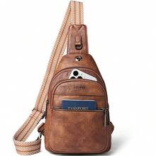 LATMAP Sling Bag For Women Men Crossbody Shoulder Tote Blet Bags Backpack Fanny Pack Travel Purse Faux Leather,Vacation Essentials&Back-To-School Essentials,Brown - 棕色 - 查看 2