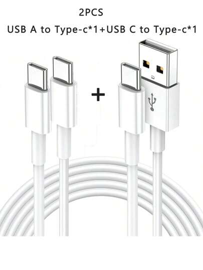 1PC/2pcs USB C Fast Charger Cable 1*USB A-To-C Data Cable /1*Type C-To-USB C Fast Charging Cable Is Compatible With Apple 16/15/15 Plus/15 Pro/15 Pro Max, Galaxy S24S23S2S22Note 20Ultra, Pad Pro 12.9 Air Mini Compatible With IPhone 16, 16 Pro Max, 15, 15 Plus, 15 Pro, 15 Pro Max,Compatible With Redmi, Compatible With OnePlus Nan MFi Certified