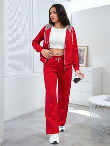 Women Two-Piece Outfits - Red - View 4