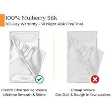 White Silk Pillowcase Standard Size - 100% Real Silk Smooth 20 X 26 Inch Pillow