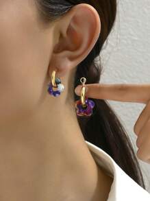 2pcs-12pcs Set Women Elegant Unique Design Colorful Acrylic Floral Drop Earrings