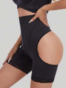1PC Women's High Waist Cut Out Shapewear Tummy Control Boyshorts Butt Lifter Body Shape Panties Underwear Shorts - màu đen - Xem 3