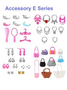 60 件女孩娃娃节日礼物玩具配件，30 厘米娃娃/11.5 英寸娃娃 10 件随机时尚连衣裙、10 双随机鞋子、10 个包、4 个皇冠、10 条项链、10 个耳环，适合 11 英寸娃娃、娃娃服装、大娃娃、小娃娃、衣服、房子、配饰、娃娃服装、娃娃服装、娃娃服装、娃娃配饰、娃娃配饰 - 彩色 - 查看 23