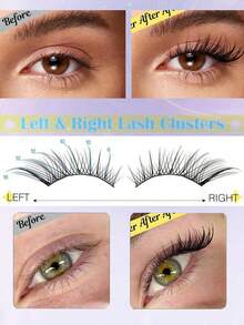 60/120/180 件 D 卷自然假睫毛，DIY 睫毛延长纤细 3D 猫眼睫毛簇，C D 卷单根假睫毛，纤细睫毛套装，自然睫毛簇，睫毛簇，单根睫毛，睫毛，假睫毛