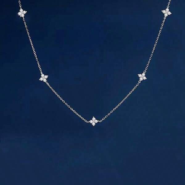 1pc Four Leaf Clover & Dainty Star Necklace, Delicate, Fashionable, Versatile Choker Necklace Suitable For Women's Daily Wear