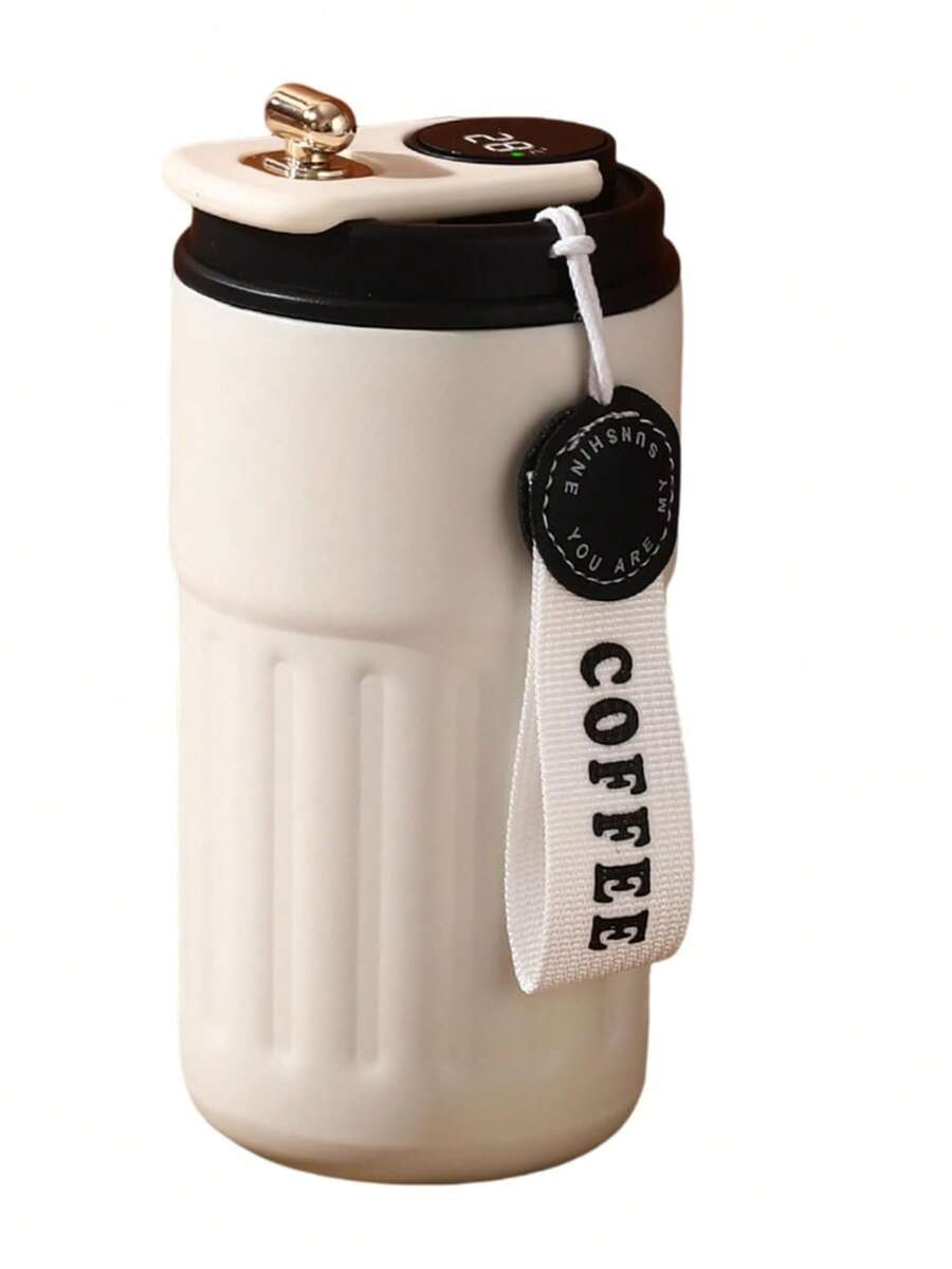 Coffee Cup With Temperature Display, Thermal Mug Coffee Thermal Mug With Temperature Display Leak-Proof Lid Stainless Steel Reusable Cold Vacuum Mug For Coffee - màu đen - Xem 1