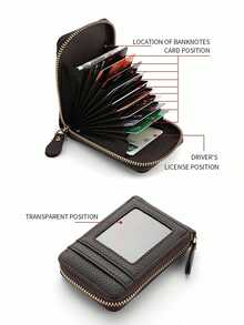 女士短款风琴式卡包 卡包 女士时尚证件包 小巧精致拉链卡包 女士零钱包 钱包 迷你钱包 零钱包 卡包 - 淺粉色 - 查看 6