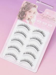 AYRMILLA 5对装自然假睫毛，蓬松柔软，3D水貂毛材质，纤长顺滑，适合日常工作和会议佩戴，自然舒适，手工制作，打造持久自然妆效，浓密纤长，条状假睫毛 - 自然纖長款 - 查看 7