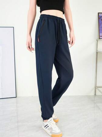 Pantalones deportivos para mujer, pantalones jogger con cordón de seda de hielo, pantalones de chándal ligeros y de secado rápido, pantalones con puño elástico en los tobillos