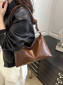 Bolso de hombro de media luna con tejido y color contrastante, adecuado para compras, billeteras, estudiantes universitarios, trabajadores de cuello blanco. Muy apropiado para oficinas, universidades, trabajo, negocios, traslados, actividades al aire libre, viajes y salidas