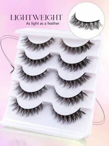 AYRMILLA Eyelashes 5 Pairs Natural False Eyelashes Fluffy Soft Dramatic 3D Mink Eyelashes Long Slimming Eyelashes Multilayered Eyelashes Short Thick False Eyelashes Extensions Bulk Faux Eyelashes Makeup Products Wedding Party And Club Daily Work Meeting Natural False Eyelashes