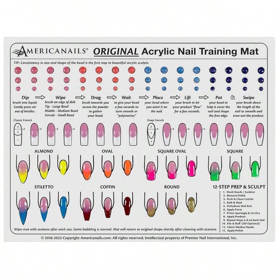Acrylic Nail Training Mat Silicone Trainer Sheet For Application Practice Flexible Roll Up Pad Template For Acrylic Fingernails Learn How To Apply Acrylic Nails - 亞克力指甲訓練墊 - 查看 1