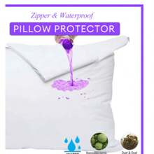 1pc Smooth Pillow Protector Zippered Waterproof Pillow Cover Breathable Pillowcase Bedbug Proof & Anti Mites - White - View 1