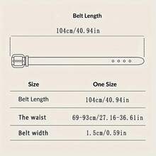 Women's Geometric Buckle PU Thin Belt, Solid Color Fashion Belt, Classic Retro Dress Coat Waist Belt - [銀色] - 查看 7