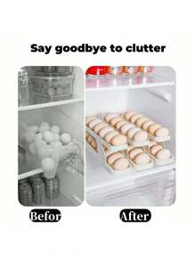 1/2/3pcs Bilayer Fridge Egg Storage Box,Automatic Rolling,Eggs Holder,Portable Storage Box,Protector,Keep The Refrigerator Clean And Neat,Good Home And Kitchen Storage Assistant,For Indoor Kitchen Refrigerator Egg