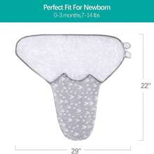 Biloban Baby Swaddles 0-3 Months For Boy Girls, Newborn, Organic Cotton Adjustable Blanket, Lovely Grey Print, 2 Pack - 灰色印花 - 查看 5