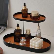 1 pieza Organizador de maquillaje Caja de almacenamiento, Bandeja de tocador de aromaterapia para cómoda, entrada, soporte de llaves y fragancias, de metal