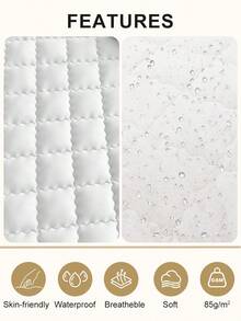 South Life 1pc Warterproof Fitted Sheet, Bedding, Waterproof Mattress Protector, Fall Decor, Skin-Friendly Mattress Cover, Bedroom Decor, Breathable Quilted Mattress Cover For 8-15" Mattress, Room Decor, Noiseless Bed Mattress Cover For Bedroom, Dorm Room, Fathers Day Decor, Birthday Decorations, Grad Party Decor, Fathers Day Gift, Graduation Gifts, Birthday Gifts - trắng - Xem 5
