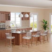 Counter Height Bar Stools Set Of 2, 24.8" H Rattan Bar Stools, Home Back Dining Chair, Modern Patio Bar Stools With Backrest And Arm, Comfortable Simple And Beautiful Counter Chair - 木紋色 - 查看 7