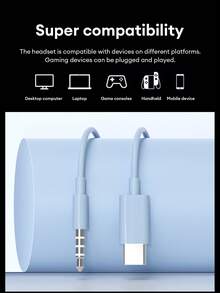 Lenovo TW16 Wired In-Ear Gaming Headset, 3.5mm/Type-C, 1.2m Cable, Spatial Stereo Sound, Heavy Bass, Volume Control, High-Definition Microphone, Comfortable Wear, Compatible With Smartphones, Computers, Gaming Consoles - Blue - View 8