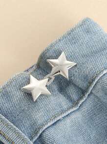 4-1pc Adjustable Waistband Buckles, No Sewing Required, Removable Jeans Waist Extender, Small Metal Extender Button, Cute Star-Shaped Waist Tie Buckle For Pants, Skirts, Trousers, Collar Button Brooches For Women And Men, Metal, Fashionable And Removable Trouser Clip, Bag Accessories For Girls, Students And Gifts For Mom,Back To School