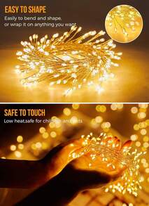 Minetom LED Fairy Lights Battery Operated - 10Ft 120 LED Firecracker String Lights Waterproof Silver Wire Starry Firefly Light For DIY Wreath Weeding Indoor Outdoor Christmas Bedroom Decorations,7766749 - 白色 - 查看 2